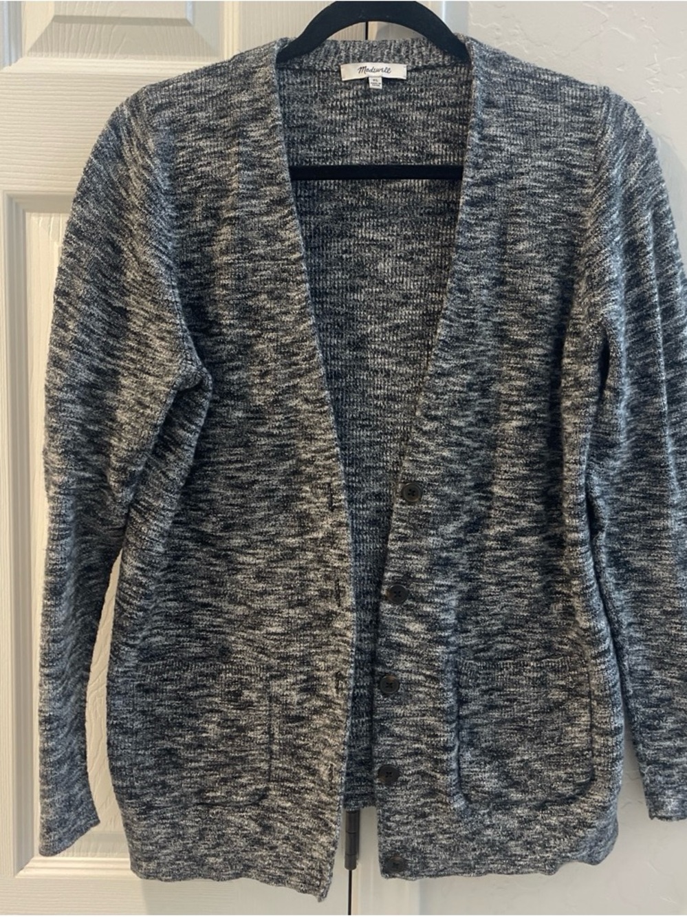 Madewell Women’s Black & White Marled Crewneck Sweater